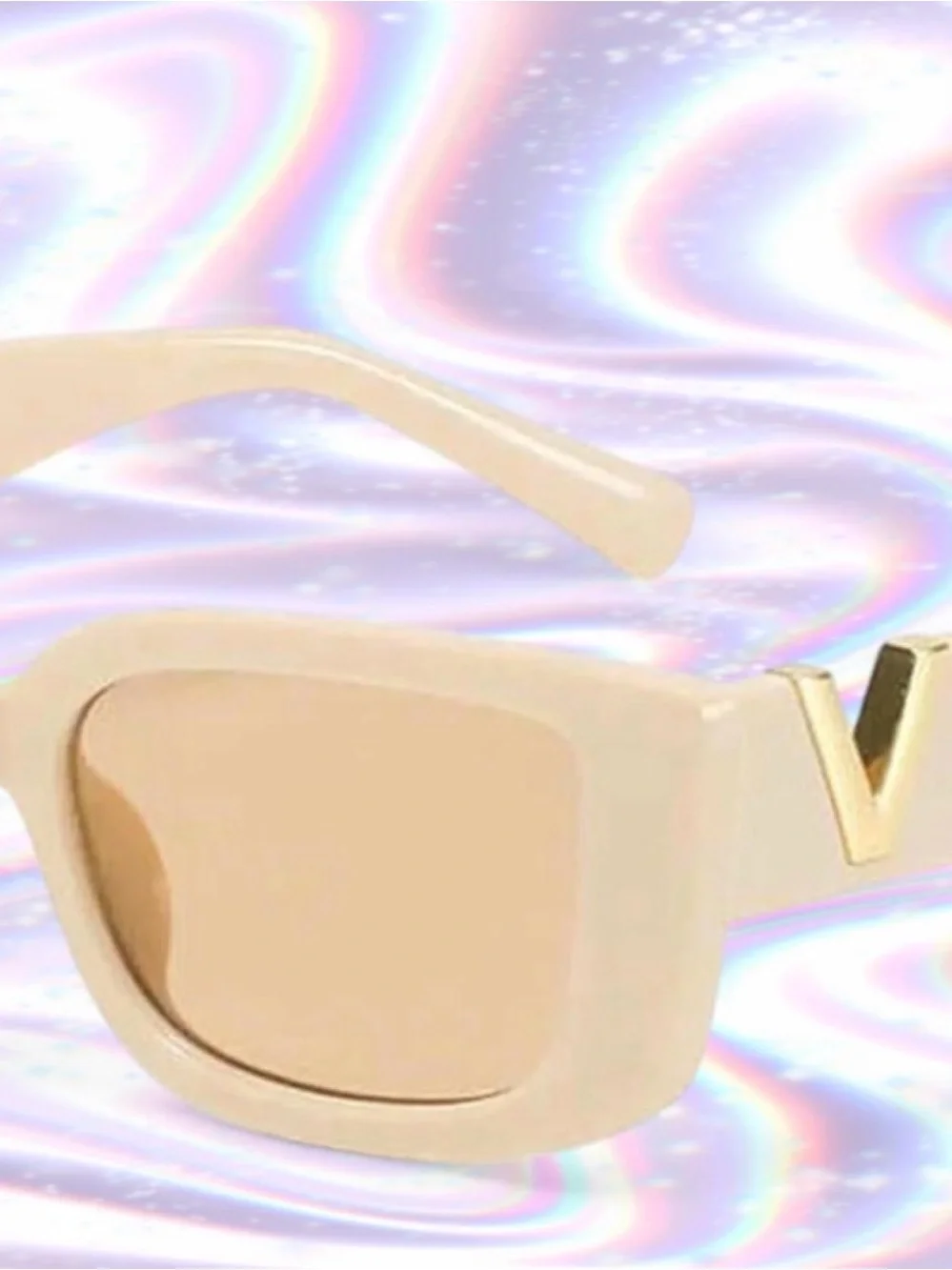 Black & Beige Cat-Eye Sunglasses with Gold Accent - Designer Style - 2 PAIRS!